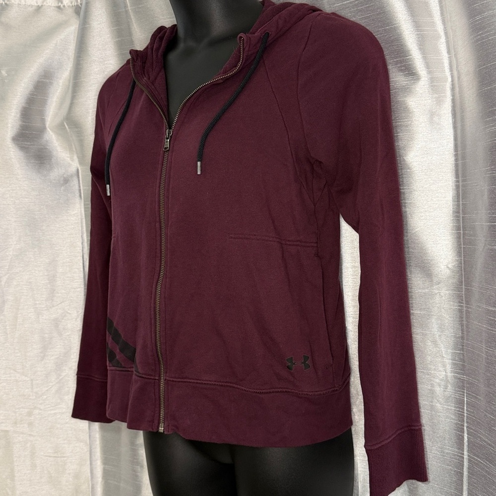 Under Armour Raisin Red French Terry Hoodie Full Zip Pockets Women’s Medium - Picture 3 of 8